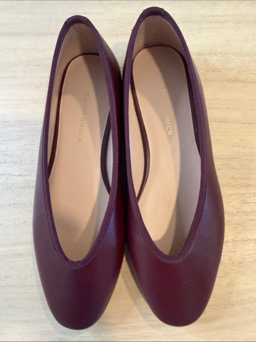 Tuckernuck Burgundy Leather Ballet Flats